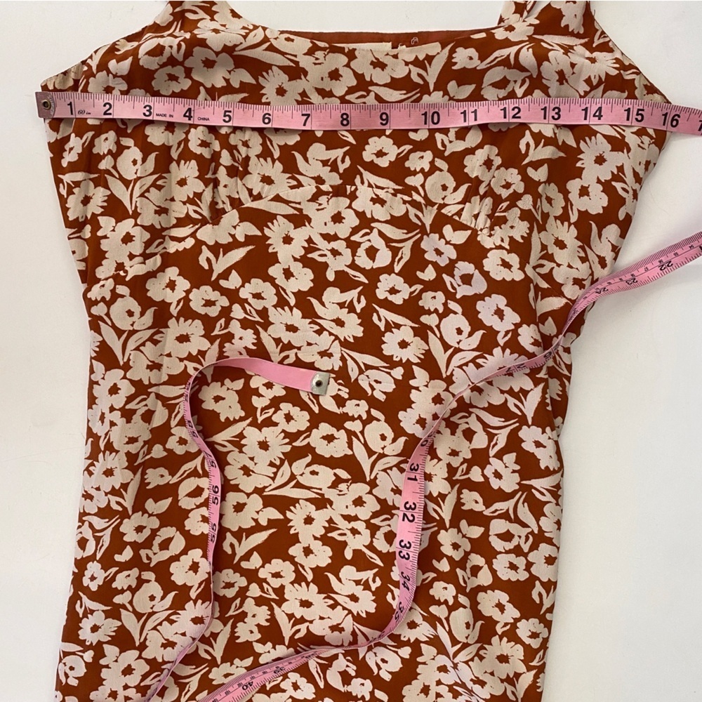 Roller Rabbit || Olindo Quinn Midi Dress Silk Floral Terracotta Rust Orange S‎ - Picture 7 of 9